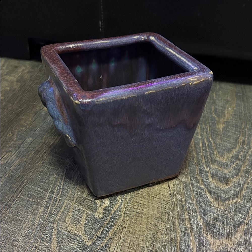 Elegant Purple Studio Pottery Ceramic Pot Glazed With Handles Planter
